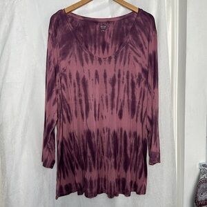 3/$20 💥 a.n.a Pink & Purple Tie Dye Long Sleeve Flowy Top | 3X